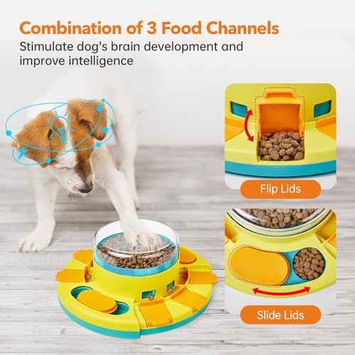 Potaroma Dog Puzzle Toy 2 Levels, Slow Feeder, Pup Food Treat Feeding Dispenser for IQ Training and Entertainment for All Breeds 4.2 Inch Height