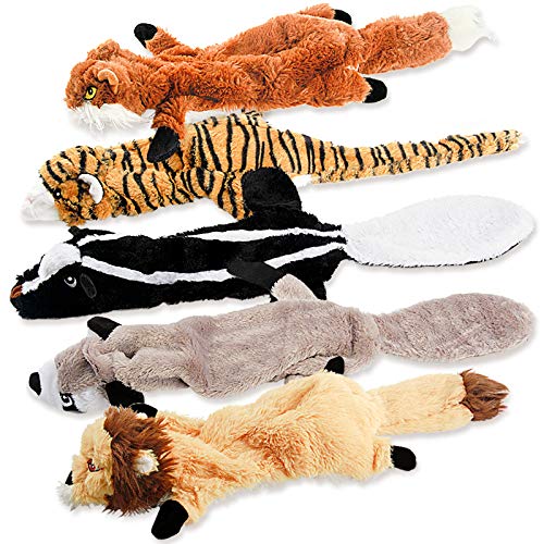 Dog Squeak Toys, No Stuffing Plush Dogs Chew Toy Bundle for Small Medium Large Breed Chewer Tough Durable Squeaky Pet Fetch Puppy Teething Chewing Interactive to Keep Them Busy Best Birthday Gift