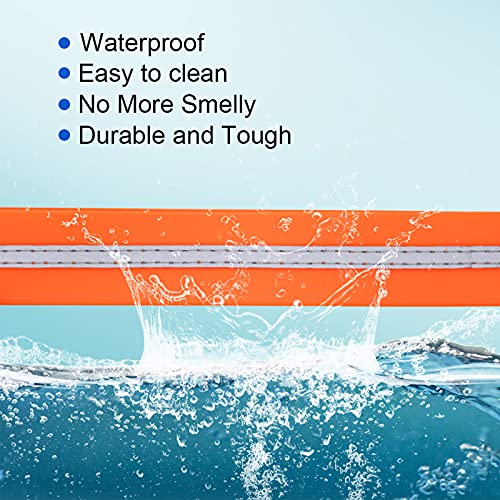 Nimble Reflective Waterproof Dog Collar Adjustable Odor Resistant Easy Clean Pet Collar for Small Medium Large Dogs Night Walking Outdoor Rainy Use (Large (15.35”-24.8”inches), Orange)