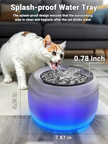 Kastty 3.5L Quiet Cat Water Fountain,118oz Large Capacity Pet Water Fountain for Cats Indoor with Water Level LED Light, Easy Cleaning Cat Fountains for Drinking Automatic Dog Water Fountain FS75
