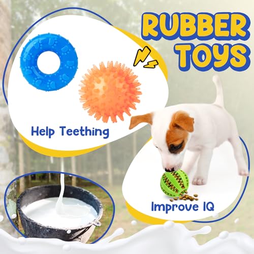 PatsFran Puppy Toys for Teething, 9 Pack Interactive Dog Toys for Small Dogs, Puppy Chew Toys for Boredom with Rope Toys, Treat Ball and Cute Squeaky Toys