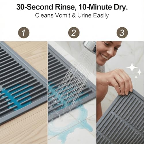 PetNova Durable Cat Litter Mat: Fewer Holes Edge Tears & Replacements | Large Thickened Silicone Mat Tested with 1,000+ Scratch Motions