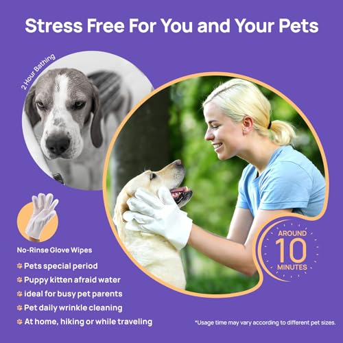 HICC PET Cleaning Deodorizing Glove Wipes for Dogs & Cats, Vet Recommended Hypoallergenic Hydrating & Nourish Fur Pet Grooming Glove Wipes, Pet Bathing Wipes for Horse Coat Care,20pcs Coconut Scent
