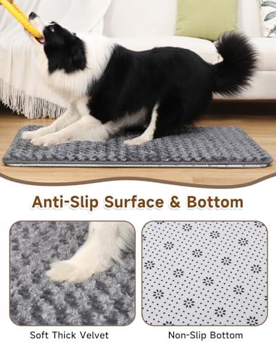 Dog Bed for Crate Pad High Resilience Foam Crate Pad Mat for Medium Large Dogs Washable Anti-Slip, Outdoor, 35" x 22",Dark Gray