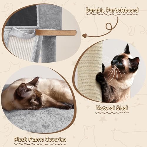 Yaheetech 63.5in Multi-Level Cat Tree Tower Condo with Scratching Posts, Platform & Hammock, Cat Activity Center Play Furniture for Kittens, Cats, and Pets