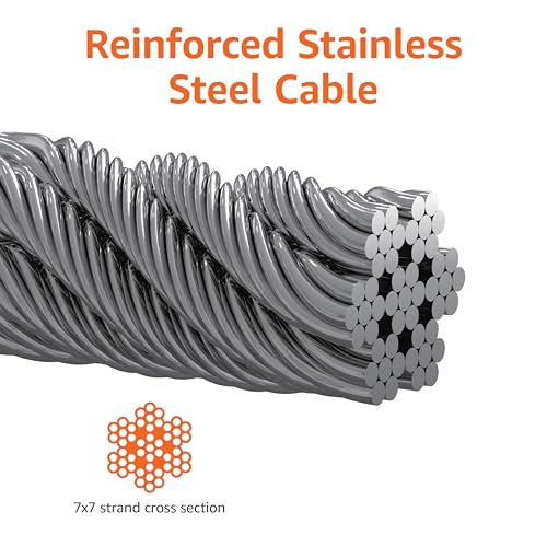 Amazon Basics Rust-Free Steel Wire Tie-Out Cable for Large Dogs up to 90 lbs, Dog Leash Run Tether, 25 feet, White
