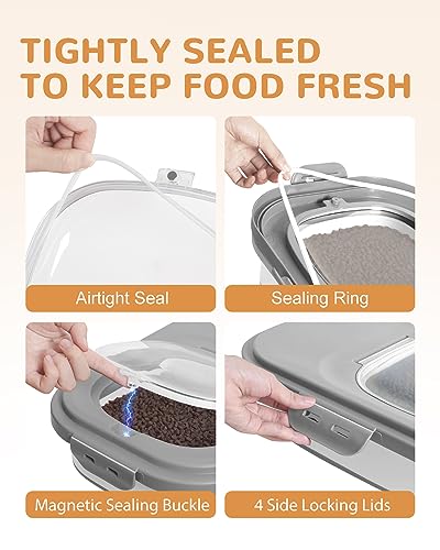 DDMOMMY 20-23 Lbs Dog Food Storage Container - Collapsible Dog Food Container with Attachable Casters and Scoop,Travel Silicone Bowl, Pet Food Storage Containers to Keep Dry Food Fresh,Easy to Move