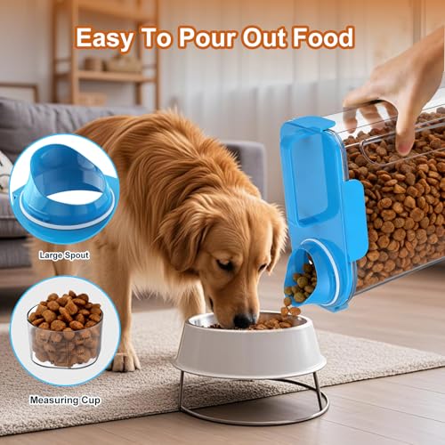 Uppetly Dog Cat Food Storage Container, 5-7Lbs Pet Food Containers, Airtight Cat Food Container with Portable Handle & Measuring Cup, Small Animal Dry Food Dispenser for Dogs, Cats and Birds