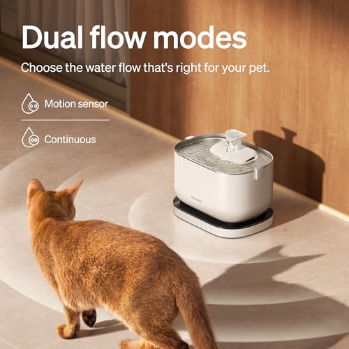 PETLIBRO Cat Water Fountain, Cordless Pet Water Fountain Battery Operated, 2.5L/84oz Dockstream Water Fountains for Cats Indoor, Cat Fountain with Stainless Steel Tray, Easy to Clean BPA-Free