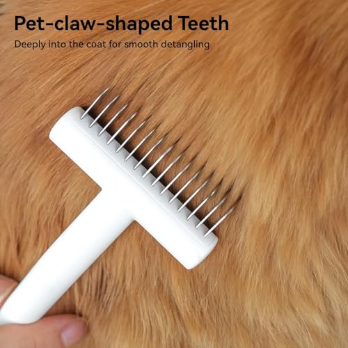 aumuca Undercoat Rake for Dogs & Cats – Deshedder & Grooming Brush – Dog Brush & Cat Brush for Long or Short Hair – Dematting Comb for Matted Fur, Kitten, Puppy, Rabbit, Horse