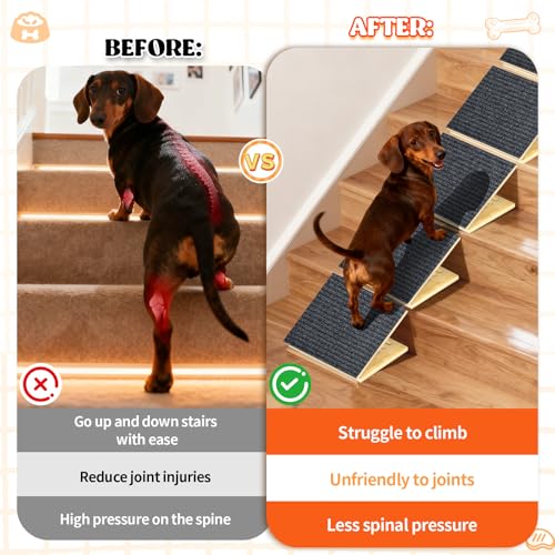 TNELTUEB 4 Pack Upgraded Dog Ramps for Stairs, Adjustable Stair ramp for Dogs,Portable Dog Stairs with Mat for Small Dogs and Cats, Non-Slip Pet Steps for Elderly or Injured Pets