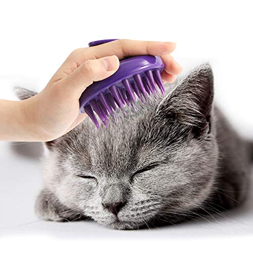 Cat Brush with Soft Rubber Pins, Washable Silicone Pet Brushes for Indoor Cats Kitty - Grooming Shedding Massage & Bath, Removes Hair Mats, Tangles, Loose Fur for Short to Long Haired