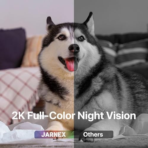 Jarnex 2K Indoor Pan Tilt 360 HD 2.4GHz WiFi Home Security Camera, Baby/Pet Monitors, 2 Way Audio, Smart Light Night, Bluetooth Fast Link, One Click Call, Local/Cloud Storage, Work with Alex/Google