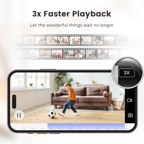 owltron Indoor Security Camera 2K, 360° Cameras for Home Security with Motion Detection, 2.4G WiFi for Baby/Pet/Nanny/Camara with Night Vision, Siren Alarm & 2-Way Audio, Compatible with Alexa