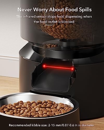 PETLIBRO Automatic Cat Feeder, Automatic Dog Food Dispenser with Freshness Preservation, 5L Timed Pet Feeders for Dry Food, Up to 6 Meals Per Day, Granary 5L Basic Button Type Black