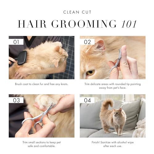 Tweezerman Pet Grooming Scissors, Stainless Steel Rounded Tip Trimming Shears for Dogs and Cats