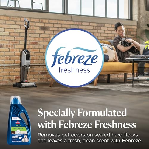 Bissell Multi-Surface Pet Solution with Febreze freshness, For Use in CrossWave and Other Leading Hard Surface and Area Rug Cleaners, 80oz, Dissolves Dirt, grime, and Tough Sticky Messes