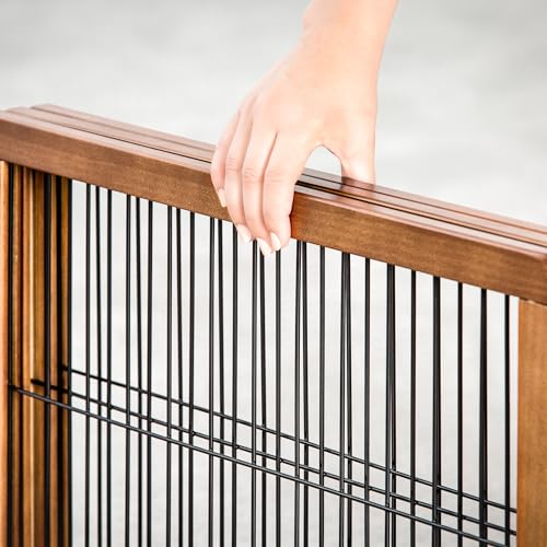 Carlson 22"-62" Super Wide Dog Gate with Small Pet Door, Premium Wooden 3-Panel Pet Gate for Doorways & Hallways