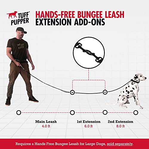Tuff Pupper Heavy Duty Hands Free Dog Leash | One Large Dog Up to 125 lbs | Comfortable Shock Absorbing Bungee | Reflective Padded Handles | Lumbar Waist Belt 28-50" | Walking Jogging Running Leash