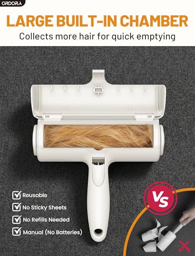 ORDORA Pet Hair Removal Tool: Reusable Lint Roller for Pet Hair - Portable Pet Hair Remover - Dog and Cat Hair Remover for Couch, Bedding, Car, Rugs & Furniture, Eco-Friendly, for Multi-Pet Homes