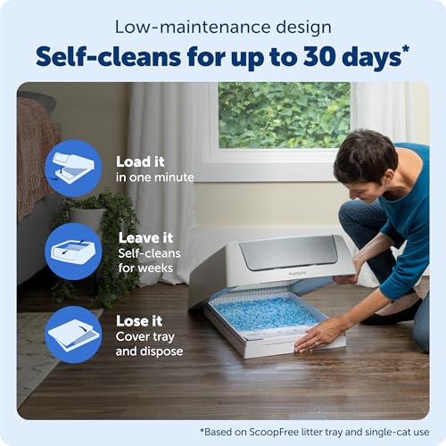 PetSafe ScoopFree Crystal Classic Self-Cleaning Litter Box System – Automatic Cat Litter Box - Advanced Odor Control – Includes Disposable Crystal Litter Tray (PAL00-17296)