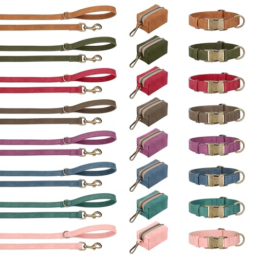 Didog Soft PU Leather Dog Collar, Stylish Quick Released Dog Collars for Small Dogs, Easy Clean Adjustable Pet Collar for Daily Walking, Light Brown, S Fit 10-15" Neck