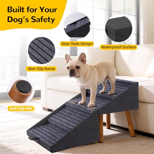 Dog Stairs for Small Dogs 17" H 2-in-1 Foldable