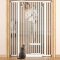 Ostutry 53in Extra Tall Cat Gate for Doorway, 29.5-40.6in Wide Auto Close Pet Gate with Cat Door, Climb Proof Dog Gate No Drilling Pressure Mounted, White