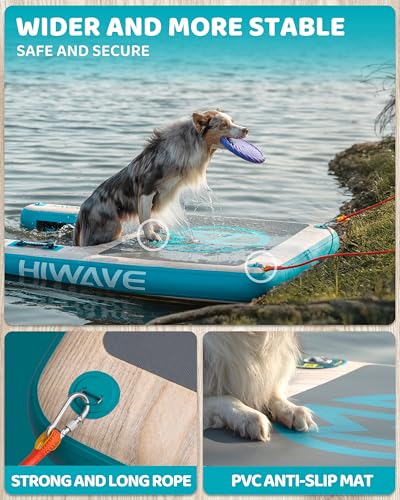 HIWAVE Dog Ramp for Boat, Dog Floats for Pool,Safe Entry and Exit w/High Load Bearing Capacity, Anti Slip and Puncture Resistant, Suitable for Large, Medium, Small Dogs, Without Harming Their Paws