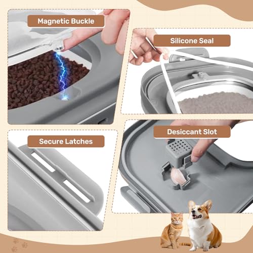 SEWIU Dog Food Storage Container Up to 2pack*20LB,Collapsible Dog Food Container with Travel Silicone Bowl and Scoop for Dog/Cat/Bird Food/Cat litter,Keep Dry Food Fresh,Easy to Move.