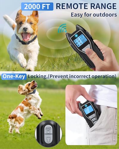 Dog Shock Collar with Remote Control - Rechargeable Dog Training Collar, IPX7 Waterproof E Collar for Dogs with 4 Safe Modes Flashlight Beep Vibration Shock Ideal for All Dog Sizes (8-150lbs)