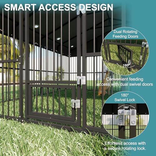 10x20x6.5 FT Large Dog Kennel, Outdoor Dog Crate with with Triple Safety Locks, Heavy Duty Outside Dog Cage Animal Enclosure with Roof Metal Secure Fence Playpen (118" W x 238" D x 78" H)