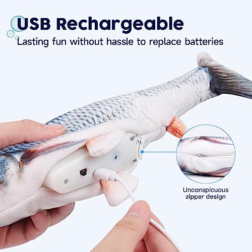 Potaroma Cat Toys Flopping Fish with Catnip, Moving Kitten Kicker, Floppy Wiggle Carp for Small Dogs, Interactive Motion Kitty Exercise, 10.5 Inches