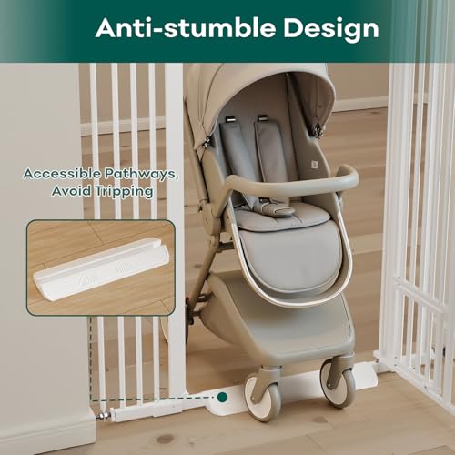 Ostutry 53in Extra Tall Cat Gate for Doorway, 29.5-40.6in Wide Auto Close Pet Gate with Cat Door, Climb Proof Dog Gate No Drilling Pressure Mounted, White