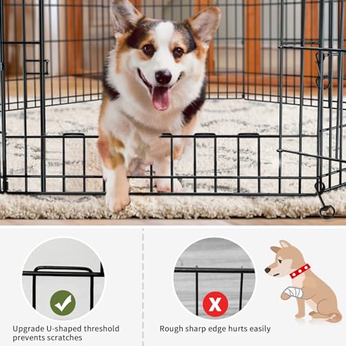 PETIME Foldable Metal Dog Exercise Pen/Pet Puppy Playpen Kennels Yard Fence Indoor/Outdoor 8 Panel 24" W x 24" H with Bottom Pad (with Bottom pad, 8 Panels 24" H)