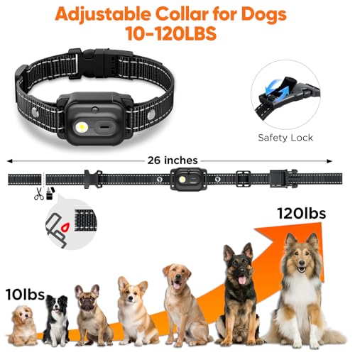 Dog Shock Collar 2 Dogs, 3300ft Dog Training Collar with Remote, Real-time Dual-Channel Remote with 3 Training Modes, Beep, Vibration, Safety Shock, Light, Fits 8-120 lbs All Breeds Sizes - Orange