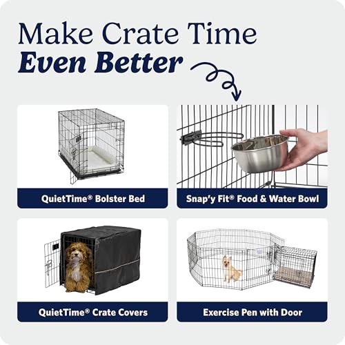 MidWest Homes for Pets 36-Inch iCrate for Medium-Large Breeds, 41-70 lbs, Single Door Folding Dog Crate with Divider Panel, Leak-Proof Tray & Secure Latches, Portable, Durable & Easy to Assemble