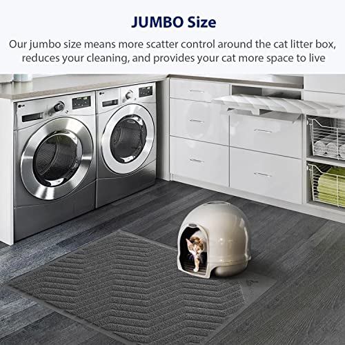 WePet Cat Litter Box Mat(No. 02-2), Kitty Premium PVC Pad, Durable Trapping Rug, Phthalate Free, Urine-Resistant, Scatter Control, XXL 47 x 36, Grey