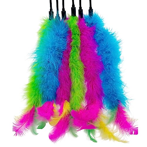 CATENEED Cat Wand Feather Toys, 6 Pieces Interactive Cat Feathers Teaser Toy for Indoor Cats Play