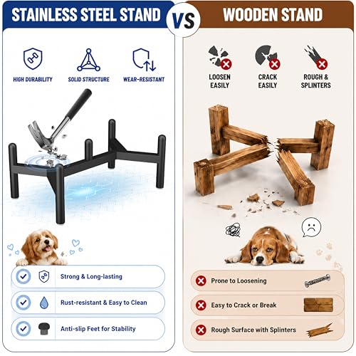 Raised Ceramic Dog Bowl Set - Elevated Double Dishes with Stainless Steel Stand - Food and Water Bowls for Small to Medium Dogs - Each Holds 3.5 Cups (29.57 fl oz) - Grey