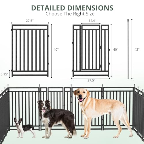Petorldog Dog Fence Outdoor for Yard Dog Playpen Indoor 40" Height 16 Panels Portable Puppy Playpen Dog Kennel for RV Camping(Black-Silver)