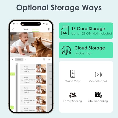 YOTON Indoor Security Camera 2.4GHz, Baby Monitor, Pet Camera, Dog Cam, Night Vision, 2-Way Audio, Motion Detection, Works w/Alexa, Subscription Free Local Storage or Optional Cloud
