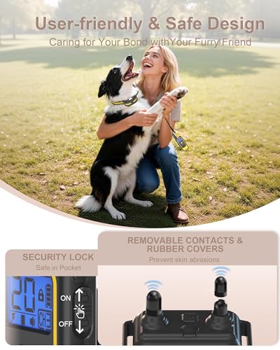 Dog Shock Collar with Remote Control for Small Medium Large Dogs, 3300FT Waterproof Rechargeable Dog Training Collar with 20 Adjustable Shock & Vibration Levels, Beep, LED Light & Safety Lock