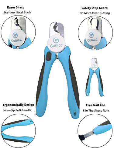 gonicc Dog & Cat Pets Nail Clippers and Trimmers - with Safety Guard to Avoid Overcutting, Free Nail File, Razor Sharp Blade - Professional Grooming Tool for Pets (for Large and Medium Dogs)