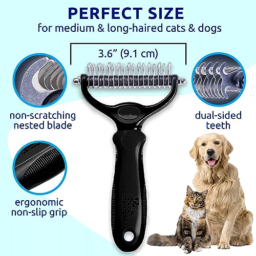 Pat Your Pet Deshedding Dog Brush For Shedding – Cat Brushes For Indoor Cats, Double-Sided Cat Brush Deshedding & Grooming Tool For Long Haired And Short Haired Dogs, Skin-Friendly