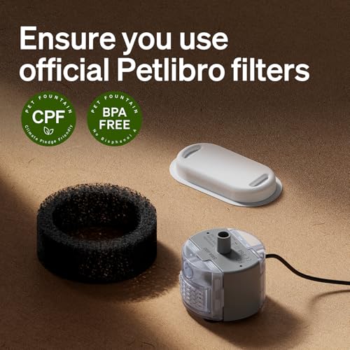 PETLIBRO Replacement Filters for Cat Water Fountain Stainless Steel, 67oz/2L Adjustable Water Flow Pet Water Fountain, Super Quiet Dog Water Dispenser
