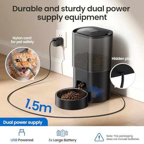 Automatic Cat Feeder and Water Fountain 2-in-1, Smart Timed Cat Food Dispenser with 2.4G WiFi APP Control, Automatic Dog Feeder and Water Dispenser with 10s Voice Recorder for Cats Small Dogs