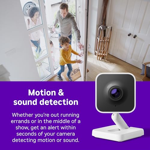 Roku Indoor Camera - Home Security - 2-Pack - Wired Security Camera & Pet Monitor with 1080p HD Color Night Vision, Works with Alexa & Google, Motion & Sound Detection, WDR & WiFi 6