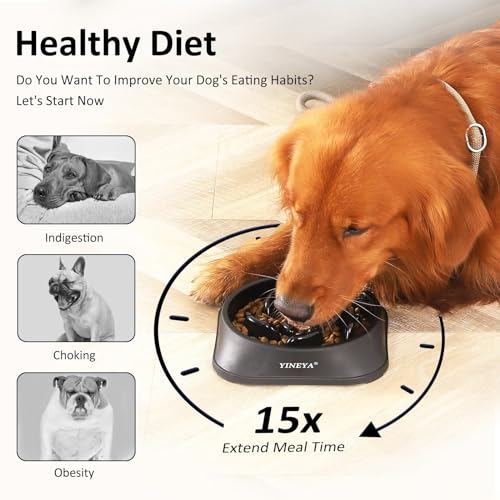 YINEYA Slow Feeder Dog Bowls, Pet Supplies that Slow Down Eating, Pet Food Bowls, Maze Dog Puzzle Feeder for Medium Breed