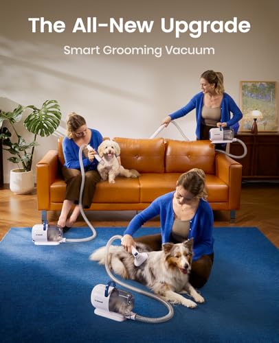 oneisall Dog Grooming Vacuum - 15000Pa Suction, Captures 99% Pet Hair to Reduce Shedding, Dog Grooming Clippers & Quiet Brush (≤59dB) with 4 Accessories, 2L Dust Canister for Home Cleaning